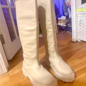 & Other Stories Off-White Below the Knee Boots